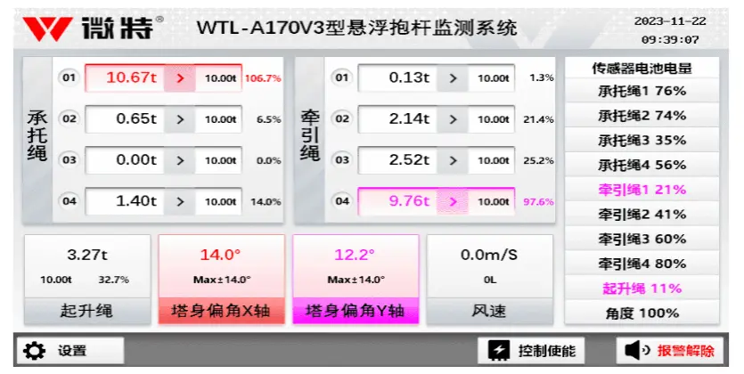 抱杆监测系统软件界面
